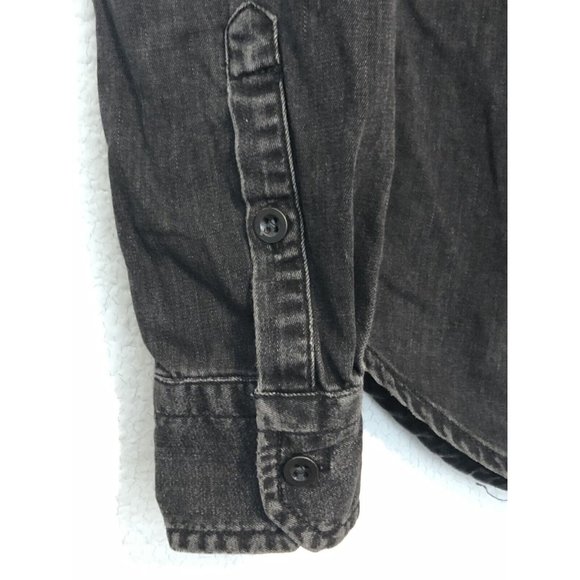 Madewell Black Denim Front Ruffle Button Up Shirt Top Women Size Small - Picture 3 of 16